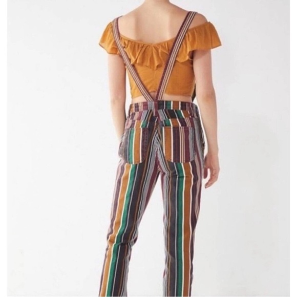 BDG Urban Outfitters Retro Striped Burron Up Overalls - Picture 2 of 13